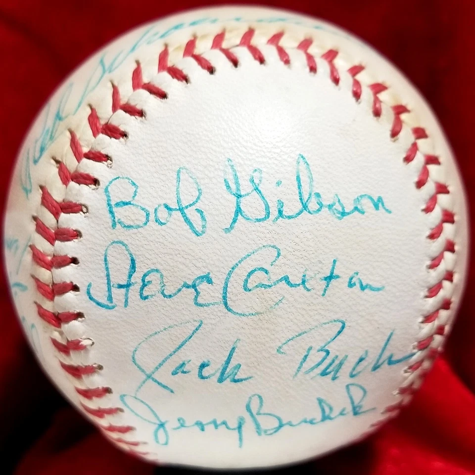 1966 St Louis Cardinals Team Signed Ball BOB GIBSON JACK BUCK 60s HOF vtg JSA - Image 2 of 4