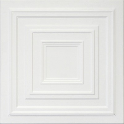 Glue Up White Decorative Ceiling Tiles R33W Ultra Pure White Satin Hand Painted