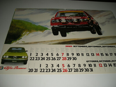ALFA ROMEO PRINT CARDBOARD CALENDAR SHEET 1980 ''ALFASUD RALLY 80'' O.CONDIZ.