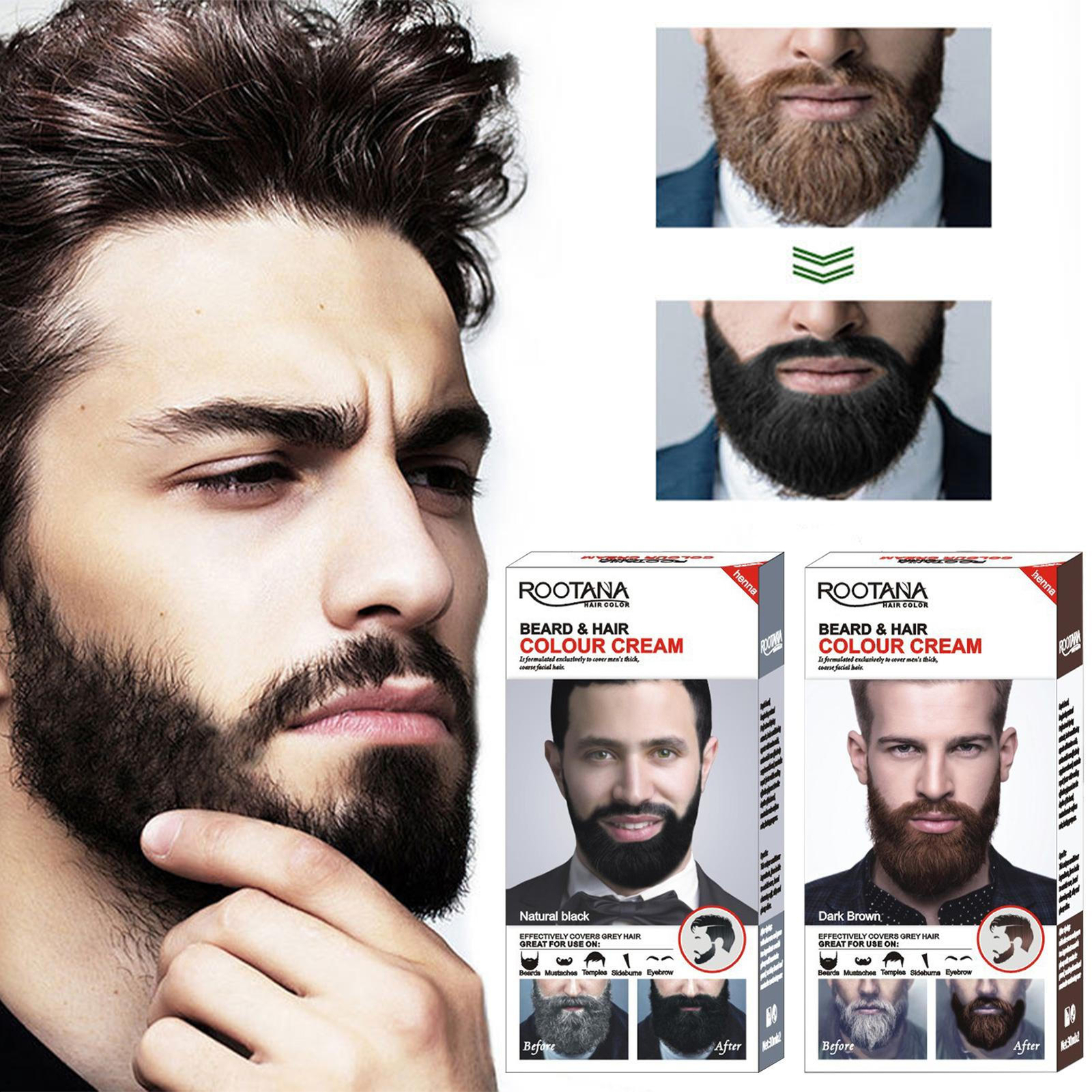 Mens Instant Hair Dye Black Beard Shampoo 60ML Natural Beard Coloring