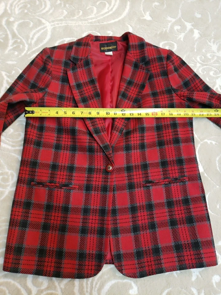 Chaqueta Blazer Forrada Vintage Requirements Mujer Talla 12 Bolsillo Imitación Cuadros  Foto 4 de 4