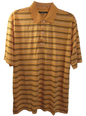 GREG NORMAN play dry polo citrine striped technical performance Men's M NWT