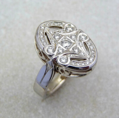 0.52 Ct Round Cut Moissanite Vintage Inspire Edwardian Ring in Solid 925 Silver