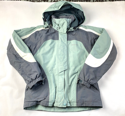 Vintage MARMOT 90's Hooded Ski Jacket! Full Zip Green Gray White Coat Size  S P