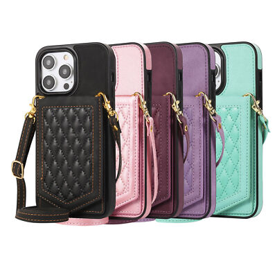 Grid Leather Mirror Phone Case For iPhone 11 12 13 14 15 16 Pro Max XR 6 7 8
