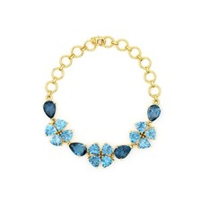Natural London Blue Topaz Floral Bracelet 925 Sterling Silver Jewelry Gift Women