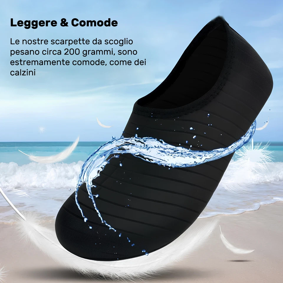 Scarpe da Scoglio Scarpette da Mare Antiscivolo Scogli Spiaggia Piscina Acqua - Immagine 3 di 4