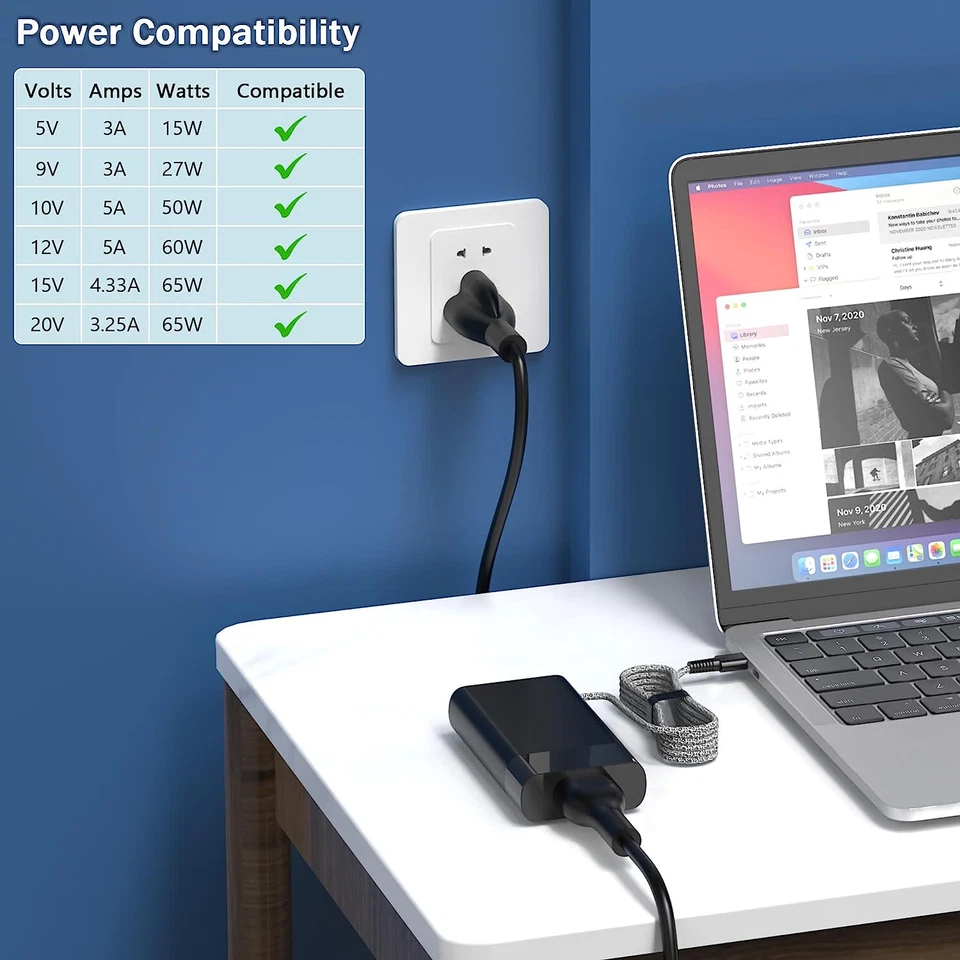 65W USB C Laptop Charger for HP EliteBook 830 835 840 845 860 865 G8 G9 G10 G11 - Image 3 of 4