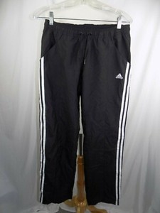 women's black track pants with white stripe