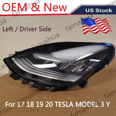 For 17 18 19 20 TESLA MODEL 3 Y HEADLIGHT LAMP ASSEMBLY FRONT LEFT SIDE OEM US