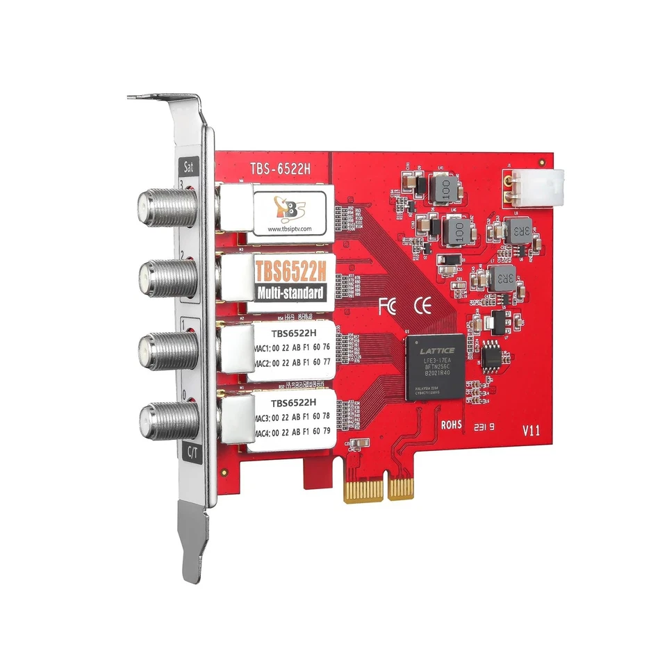 TBS6522H Quad Tuner PCIe Card DVB-S2X S2 S T2 T C2 C ISDB-T ATSC1.0 Multi Sta... - Image 3 of 4