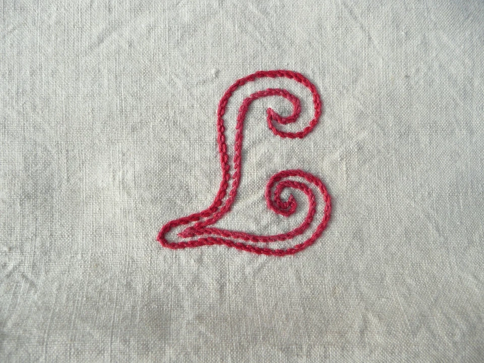 2 torchons ancien en métis avec liteau initiale L - Photo 2/4