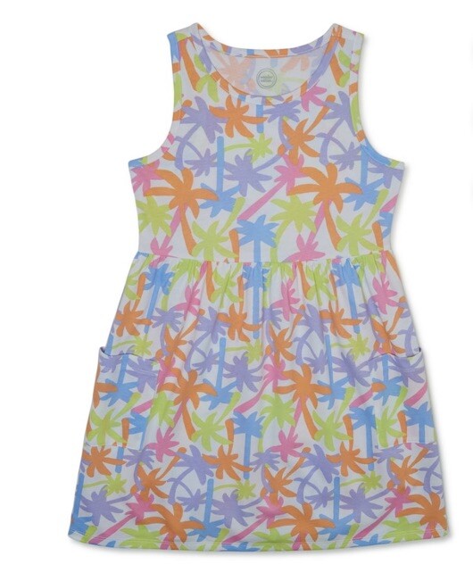 Wonder Nation Girl’s Palm Trees Sleeveless  Dress Size Large (10-12) NEW