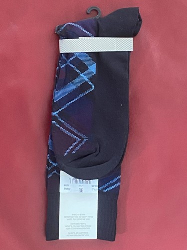 $9 PERRY ELLIS Dress Socks | 1 Pair | Navy Purple Argyle | Shoe 7-12 Sock 10-13 - Picture 5 of 6