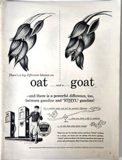 Oat Goat Ethyl Corp Vintage 1951 Ad Magazine Print Gas Pump Attendant
