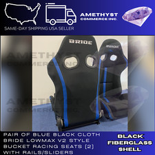 Pair 2 Bride Seats Low Max Racing Seats Blue V2 Adjustable Backrest W Sliders