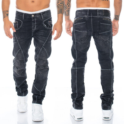 CIPO & BAXX HERREN NÄHTE JEANS HOSE 288 SCHWARZ W28 29 30 31 32 33 34 36 38 40