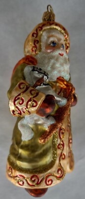 Hand Made/Painted Glass Christmas Ornament - ''Jolly St. Nick'' - Made in Poland