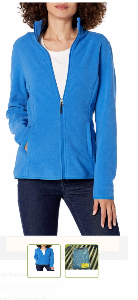 Chaqueta polar suave con cremallera completa para mujer Amazon Essential talla MED AZUL