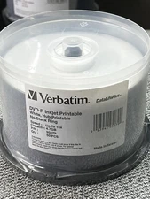 SEALED Verbatim Inkjet Printable DVD-R Discs 4.7GB 16X White 50 Pack VER95079 😘