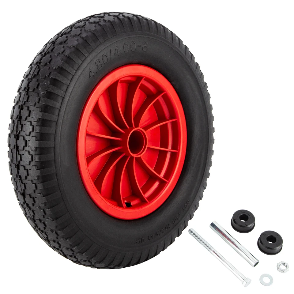 CICMOD PU Schubkarrenrad 4.80/4.00-8 Rad Pannensicher Vollgummi 150kg Metallfelge DE