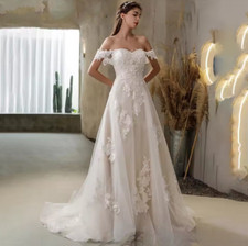 A Line Princess Wedding Dresses Women Sweetheart Off Shoulder Bridal Gowns Lace