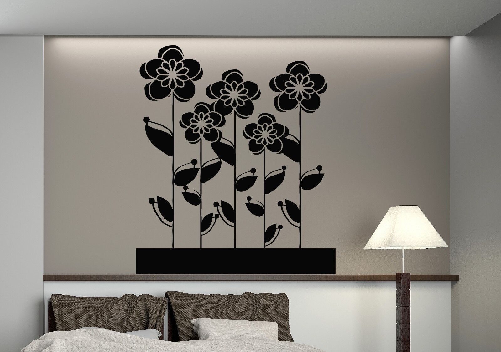 Flowerbed Sticker Wall Vinyl Sticker Decal Flowerbed Flowers Roses Daisies Daisy Decor ...