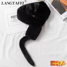 Unisex Real Mink Fur Scarf Collar Whole Skin Fashion Warm Muffler Scarves #1510