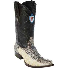 WILD WEST NATURAL CAIMAN CROCODILE TAIL WESTERN COWBOY BOOT 3X TOE D 2950149