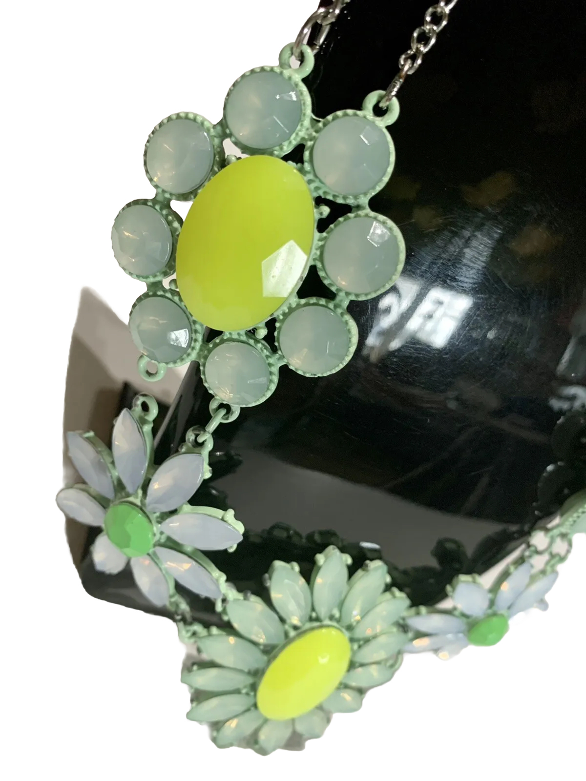 Large Flower Statement Necklace with Rhinestones … - image 2