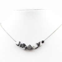 A Bijoux Collier Perlen Jaspe Zebra Brasilien + Labrador