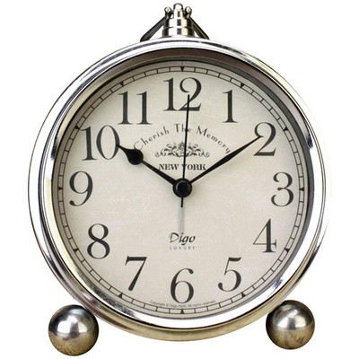 Vintage Table Clock, Iron European Style Desk Clock Battery Operated Non-Tick...