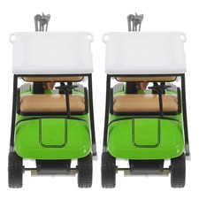 2Pcs Miniature Golf Cart Models Durable Alloy Plastic Desk Decor Green