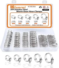 42pc Hose Clamps Assortment Kit 1/4"–1-1/8" (6-29Mm Steel 304 Worm Fuel Line Car