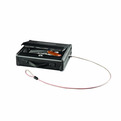 Portable Gun Safe with Key Lock, Steel Cable, and Carrying Handle has a One H...