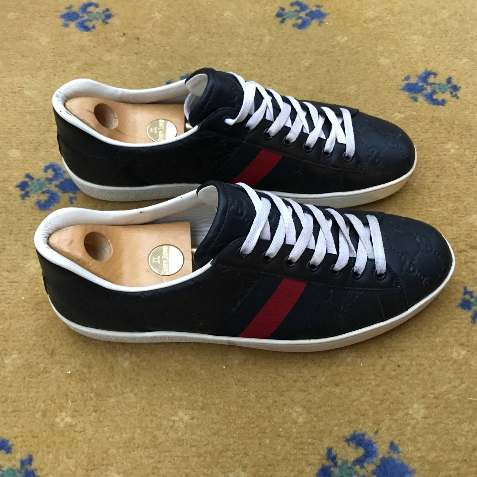 Gucci Ace Trainers Sneaker Shoes Monogram Leather Web Red Mens UK 10 US 11 EU 44 thumbnail 10