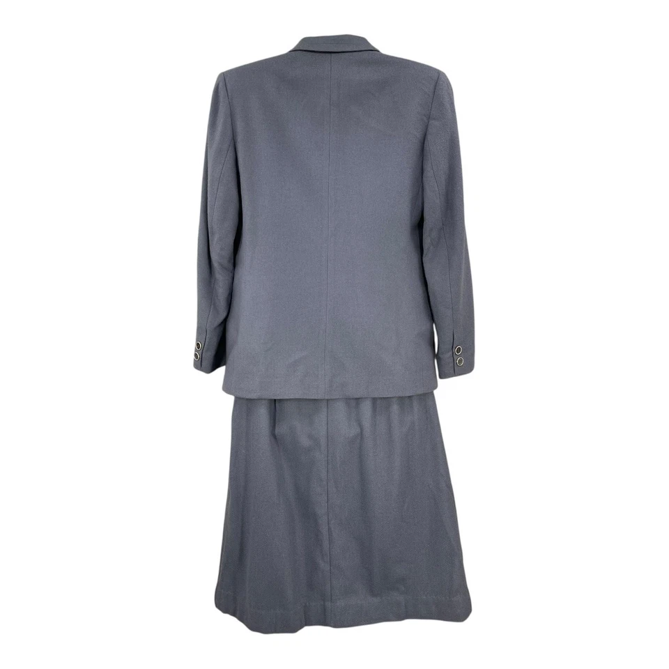 Vintage Academia Skirt Suit Women Career Size 10P Preppy Blue Wool USA 90s Retro - Image 2 of 4