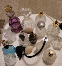 14 VINTAGE EMPTY PERFUME BOTTLES ATOMIZER SC Line Houbigan STEP MORE AS IS READ