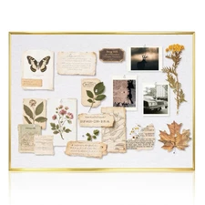 Linen Bulletin Board, 36x24, White Cork Board for Wall, Gold Aluminum Frame, ...