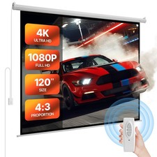 Motorized Projector Screen,120 inch 4:3 1080 HD Electric Projector Screen,Wall M