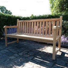 6ft Teak 4 Seat Traditional Outdoor Garden Bench - Easy Assembly, 1.8m Wide