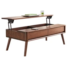 Elevating Center Table Low Table 100% Solid Oak Wood Top Plate Desk Coffee Table