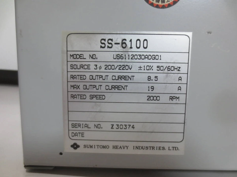 Sumitomo SS-6100 AC Servo Drive US6112030ADG01 US Free TAX From Actual Machine - Image 2 of 4