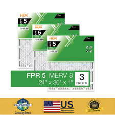 24 x 30 x 1 Standard Pleated Air Filter FPR 5 Air Filters Replacement 3-Pack