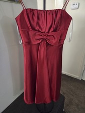 Jessica McClintock Red Satin Knee Length A-Line Dress Bow Straps Size 6
