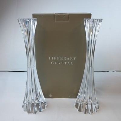 Tipperary Crystal Flute Star Candle Holder Set 11'' Made in Ireland Brand New