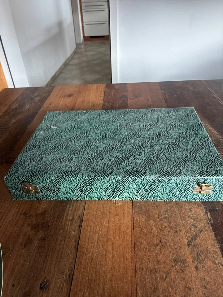 Alter WMF leerer Besteckkasten Besteckkoffer  38 x 26x 6 cm grün - Bild 4 von 4