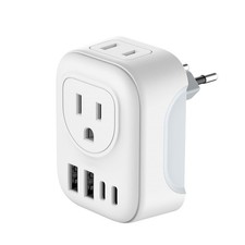 International Travel Plug Power Adapter, 6-in-1 with 2 American Outlets