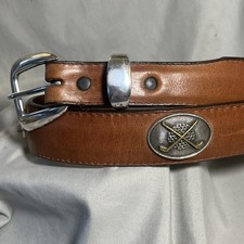 Vintage Sentry Brown Leather Belt Silver Golf Ball Club Concho size 31 1996