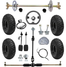 29" Rear Live Axle Kit 6" Wheels Steering Assembly For Go Kart ATV Drift Trike